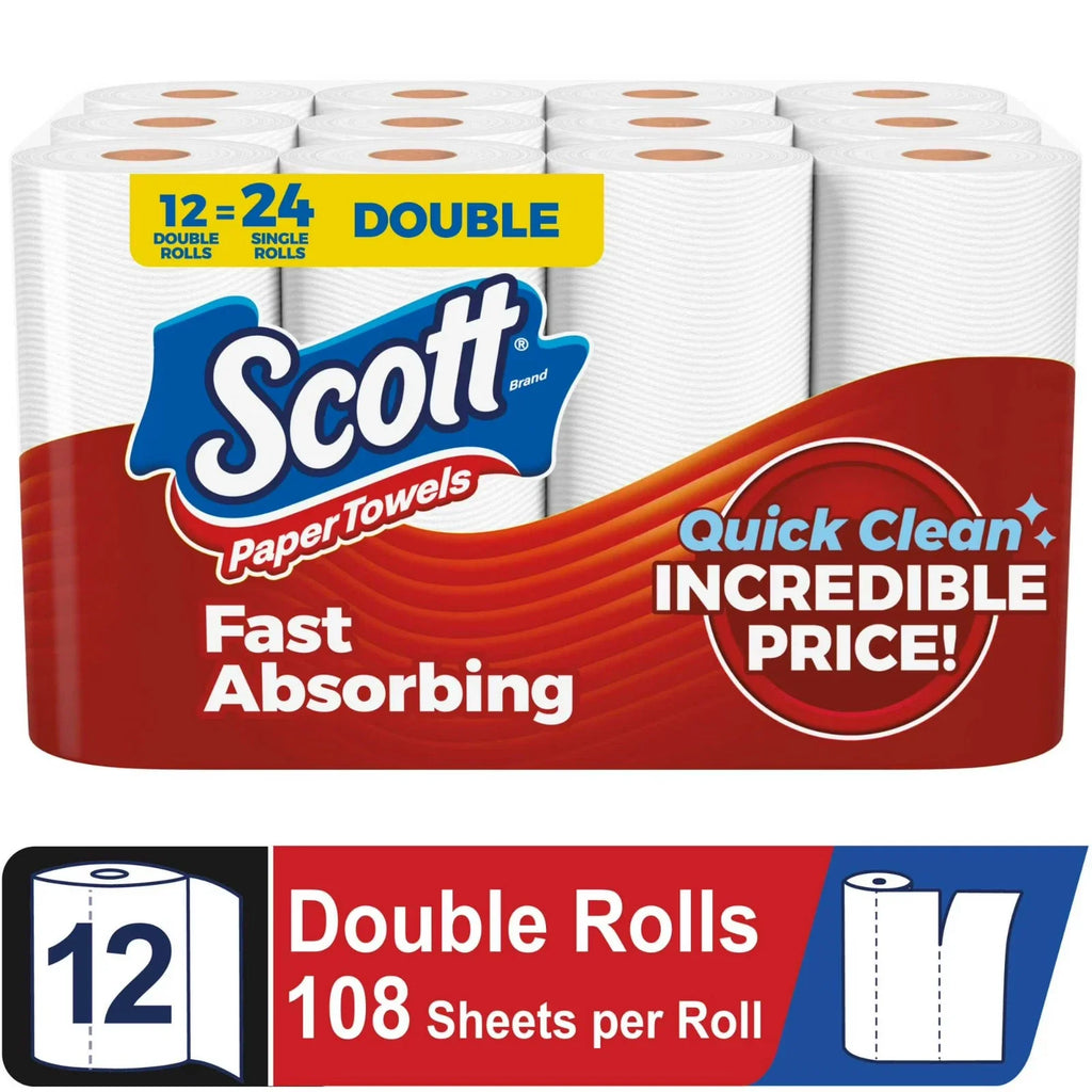 Scott Paper Towels, Choose-A-Sheet, 12 Double Rolls original