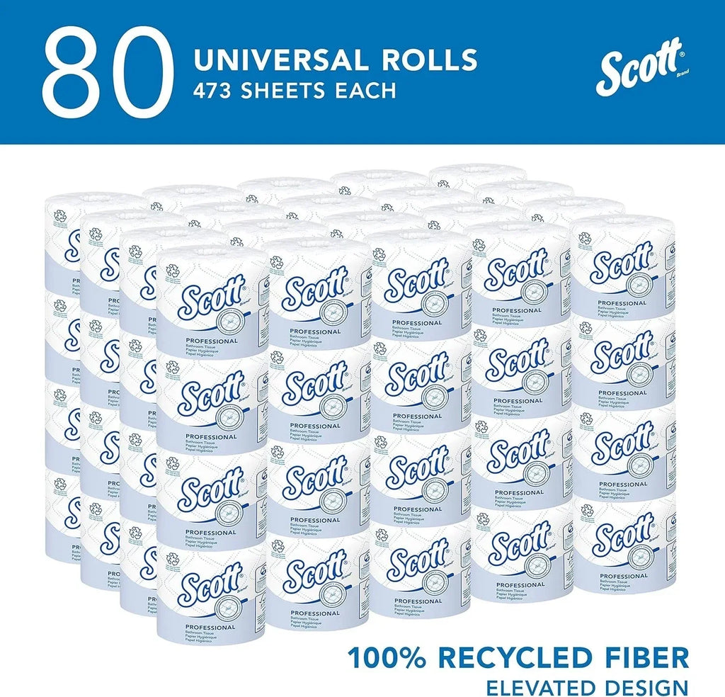 High-Quality Recycled Fiber Toilet Paper, 37,840 Sheets