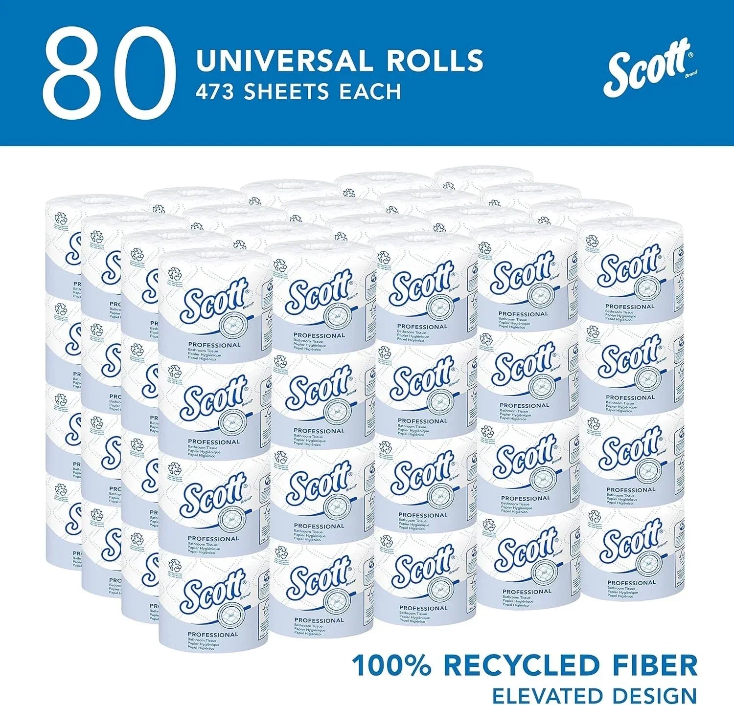 High-Quality Recycled Fiber Toilet Paper, 37,840 Sheets
